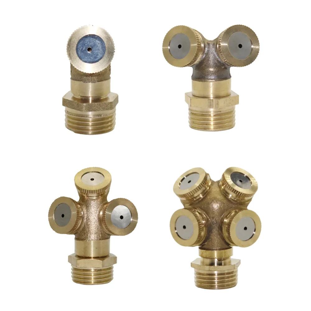 1/2" Misting Nozzle Brass Atomizing Spray Fitting Nebulizer Hose Connector Water Sprinklers Heads Adjustable Garden Irrigation