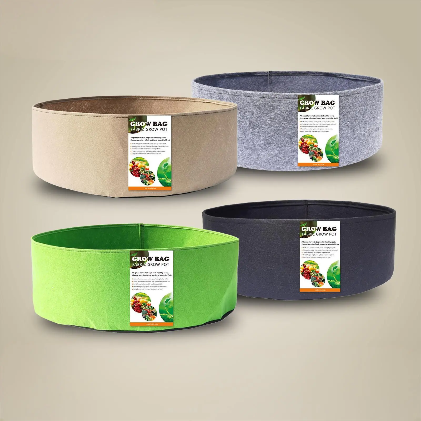 Felt Pots for Plants - Non-Woven Fabric Planting Bags for Vegetables, Gardening, and Tree Nursery