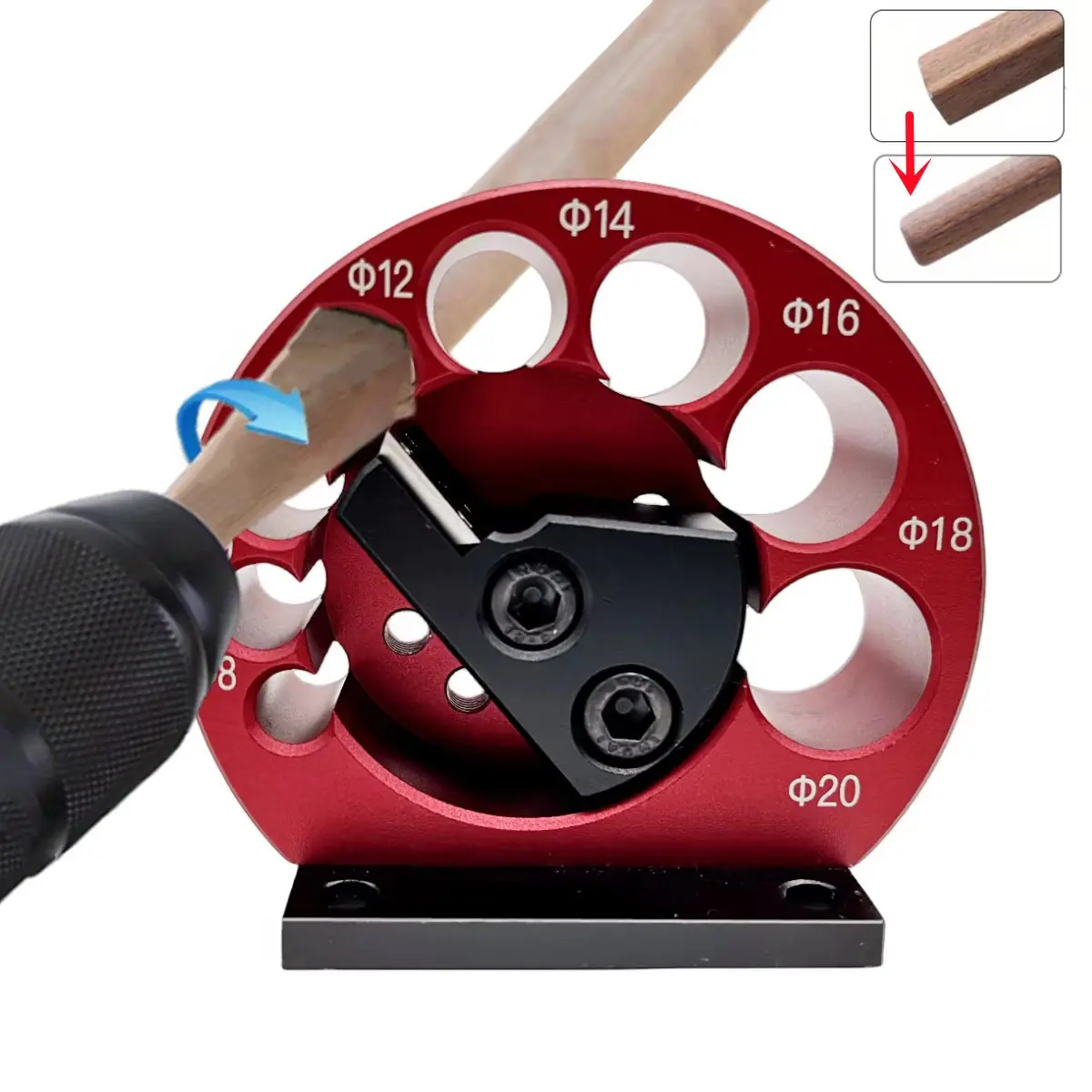 8mm-20mm 8-Holes Adjustable Dowel Maker Jig Or Carbide Blades Woodworking Electric Drill Milling Dowel Round Rod Auxiliary Tool - 图片 2
