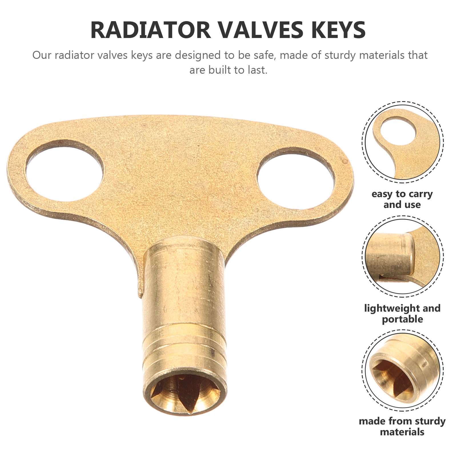 5mm Brass Radiator Bleed Valve with 4-Way Key - Air Vent Tool for Heating Systems, Maintenance & Repair Accessories