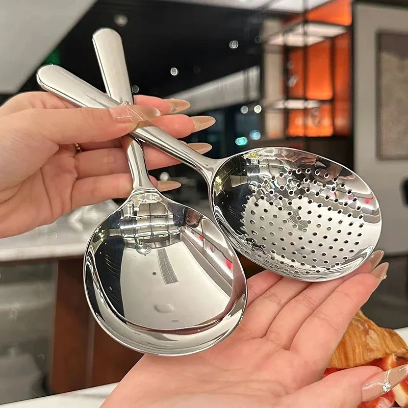 304 Stainless Steel Ladle - Heat Resistant Soup Spoon with Drip-Free Design, Anti-Scald Handle for Kitchen & Dining Use