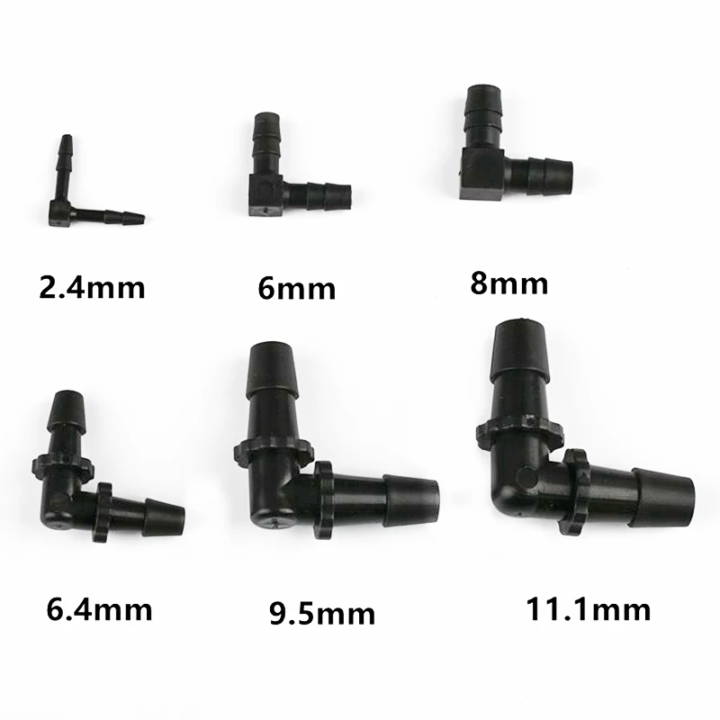 2.4~11.1mm Black PE Equal Pagoda Connectors Garden Irrigation Pipe Fittings Aquarium Tank Air Pump Adapter Hose Joints