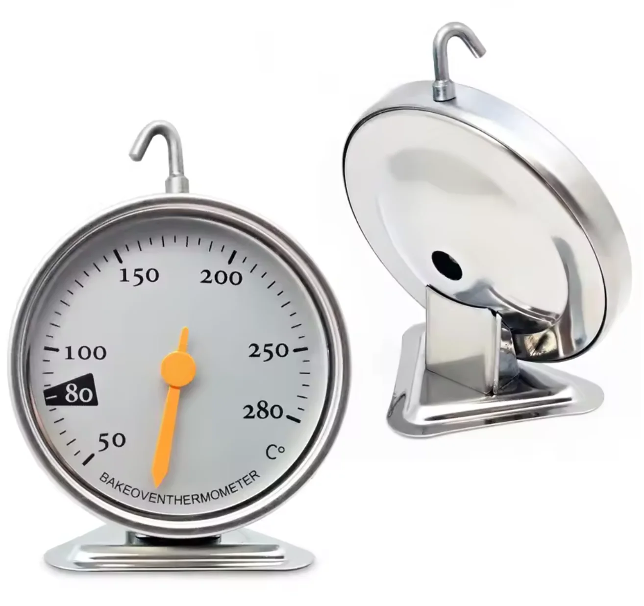50-280 Celsius Oven Thermometer Stainless Steel Stand Large Dial Baking BBQ Cooking Meat Food Temperature Measurement Household