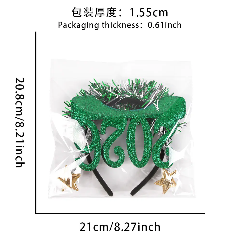 2026 New Year Party Glasses Lightweight Red Glitter Eyewear Frame with Snowflake Holly Decoration Festive Sequin Hair Hoop - 图片 8