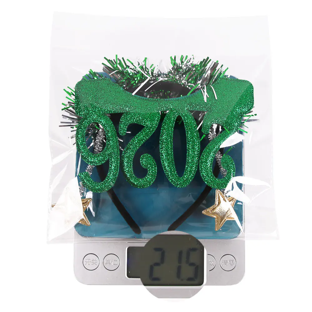 2026 New Year Party Glasses Lightweight Red Glitter Eyewear Frame with Snowflake Holly Decoration Festive Sequin Hair Hoop - 图片 7