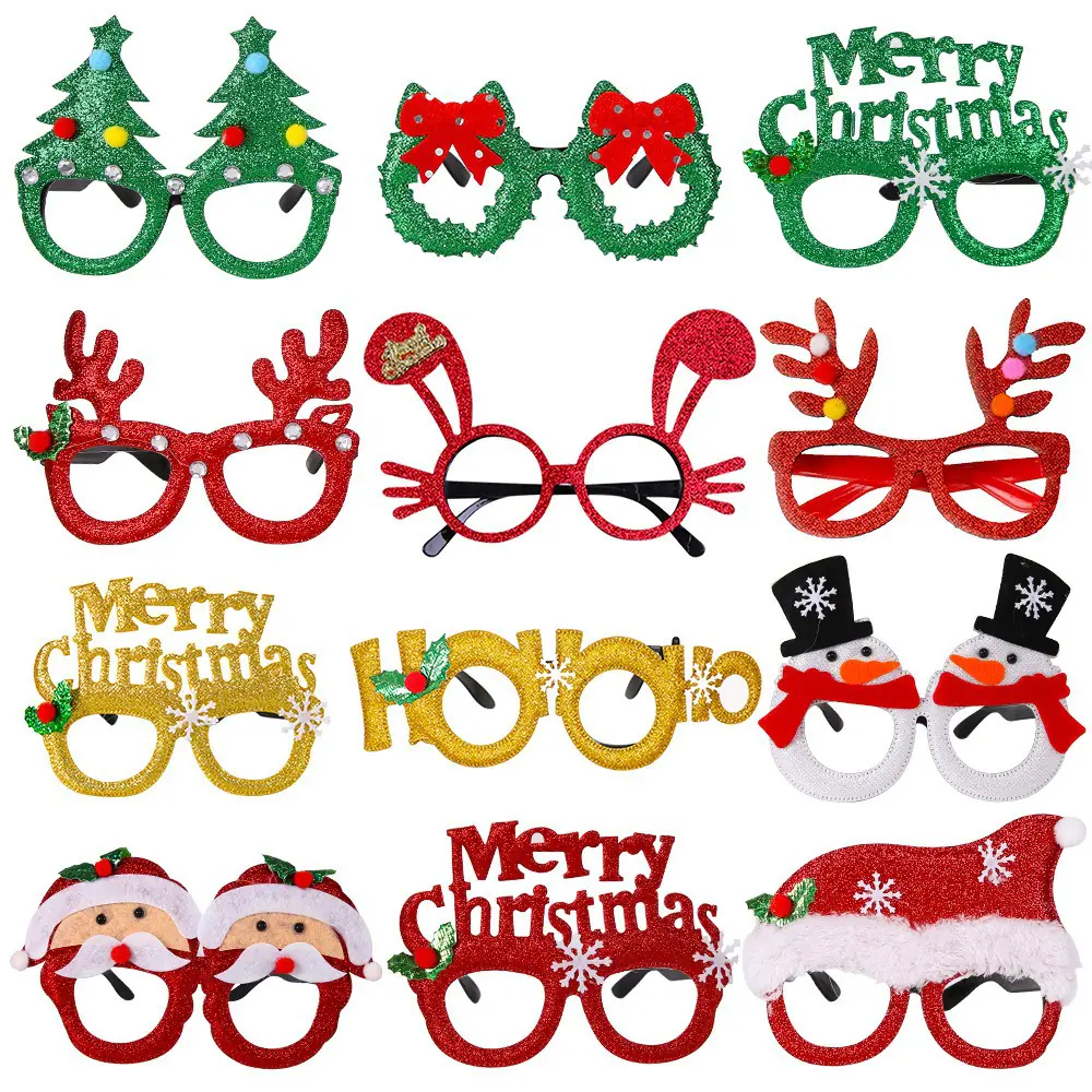 2026 Christmas Decorative Glasses Christmas Adult Children Photo Props Yeti Tree Bow Glasses Frame Xmas Party Photobooth Props