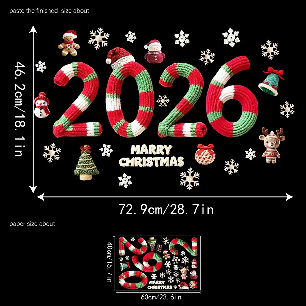 2026 Christmas Double-Sided Static Window Cling Decal-Festive Glass Sticker for Home/Car/Door, Holiday Decoration, Santa Snowman - 图片 4