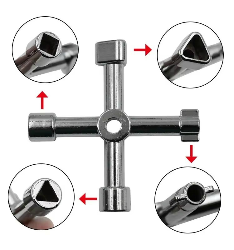 Multi-Functional Triangle Key Wrench for Elevator Train Electric Control Cabinet Water Meter Valve Cross Square Hole Repair Tool - 图片 3