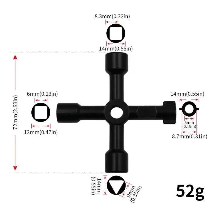 Multi-Functional Triangle Key Wrench for Elevator Train Electric Control Cabinet Water Meter Valve Cross Square Hole Repair Tool - 图片 5