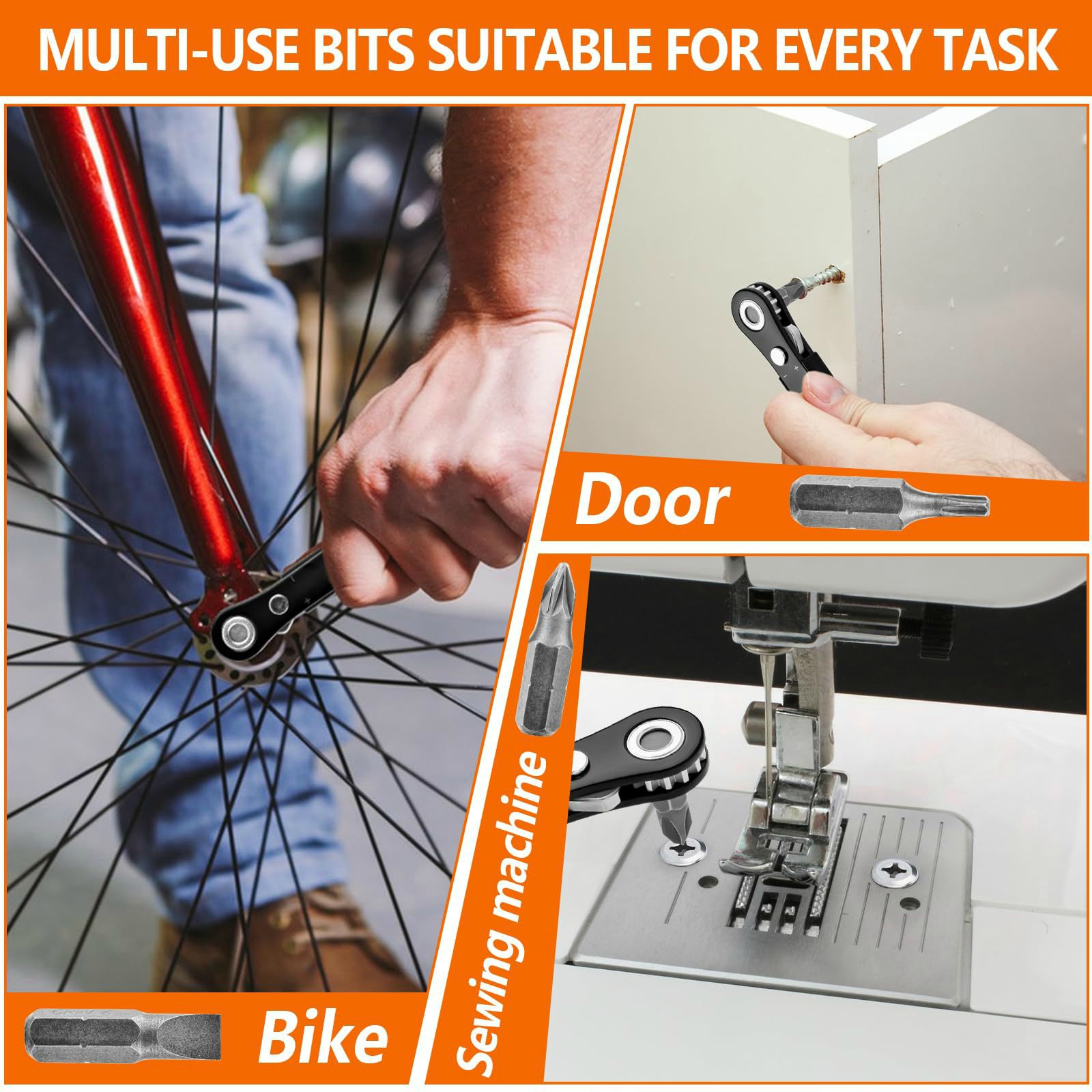 Multi-Tooth Bidirectional Mini Bit Ratchet Wrench Handle Screwdriver with Hex/Star Socket Bits - 图片 5