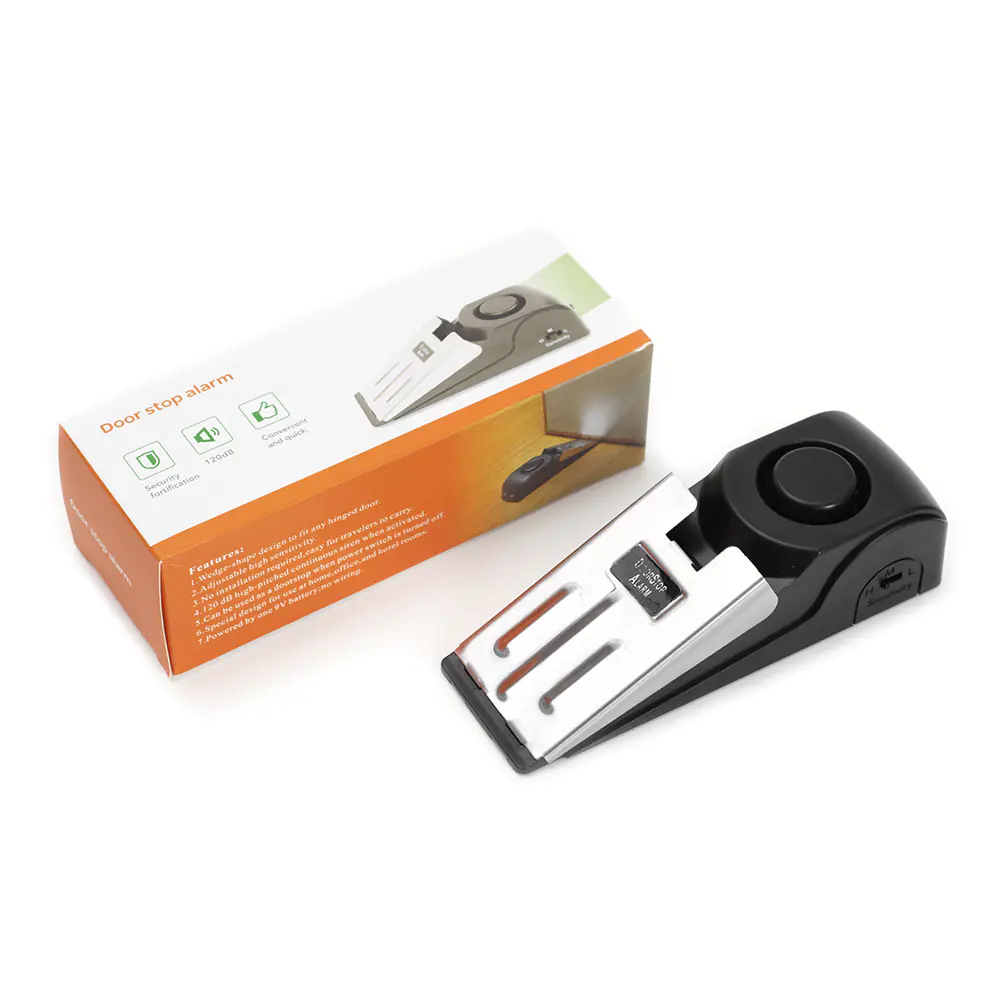 120 db Wireless Door Stop Stopper Alarm Block Blocking System Anti-theft Burglar Stop System Home Security Wedge Stopper Shaped