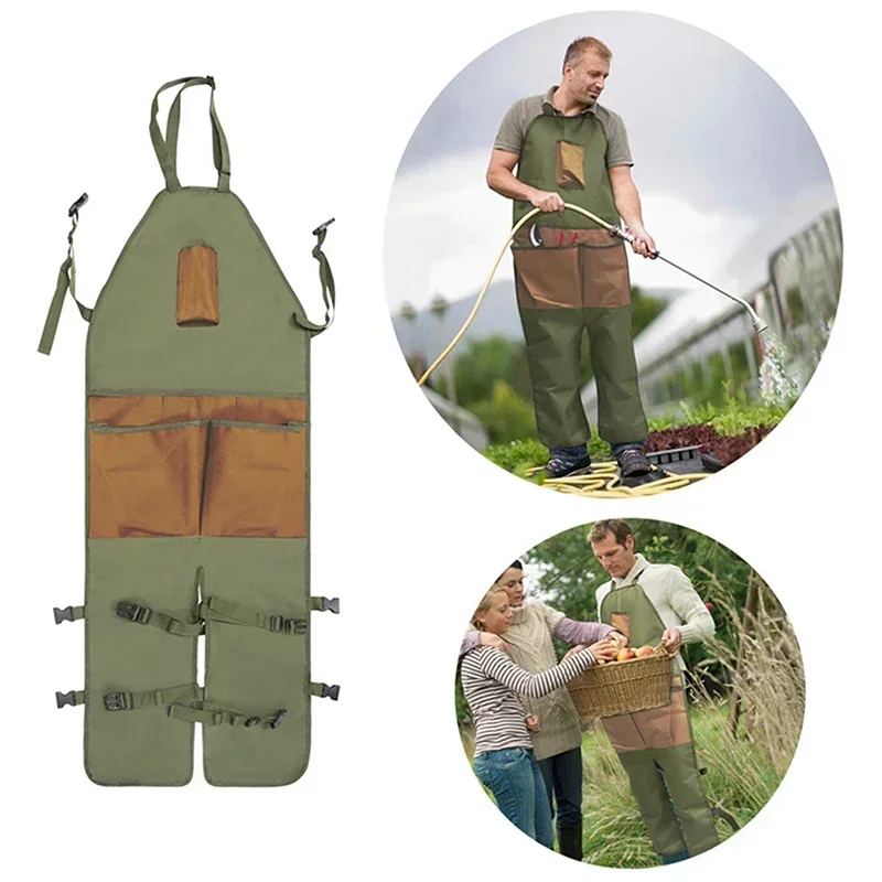Hot Wear-resistant Oxford Apron For Gardening Work Multiple Pockets For Small Tools Pruning Branches Picking Work Aprons