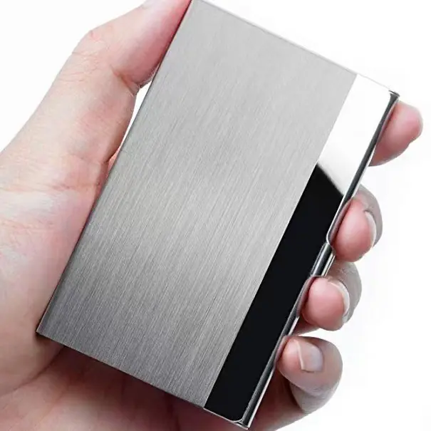 Ultra-Thin Stainless Steel Business Card Holder - Sleek Silver Metal Card Case for Men & Women, Minimalist Design