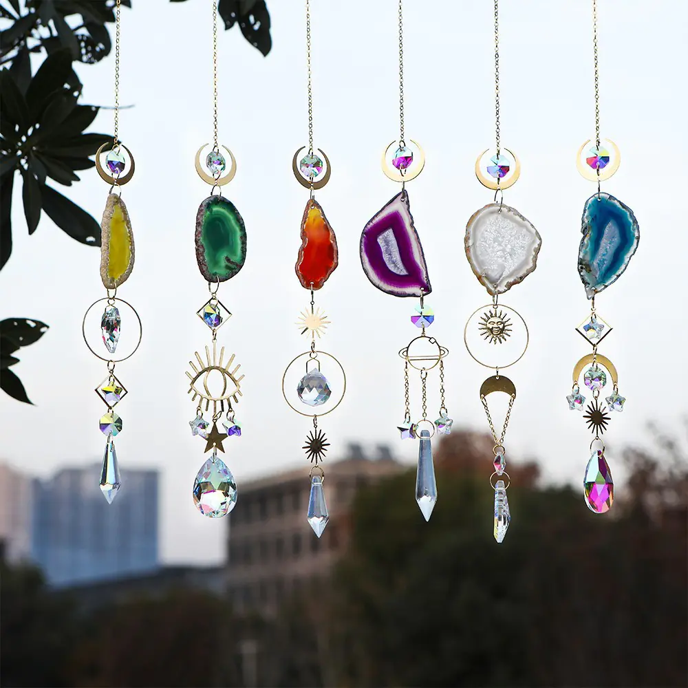Crystal Suncatcher Moon Star Rainbow Sun Catcher Wind Chime Pendant Sun Catcher Pendants Outdoor Garden Yard Hanging Decor - 图片 10