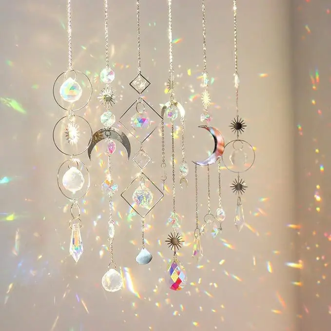 Crystal Suncatcher Moon Star Rainbow Sun Catcher Wind Chime Pendant Sun Catcher Pendants Outdoor Garden Yard Hanging Decor - 图片 2