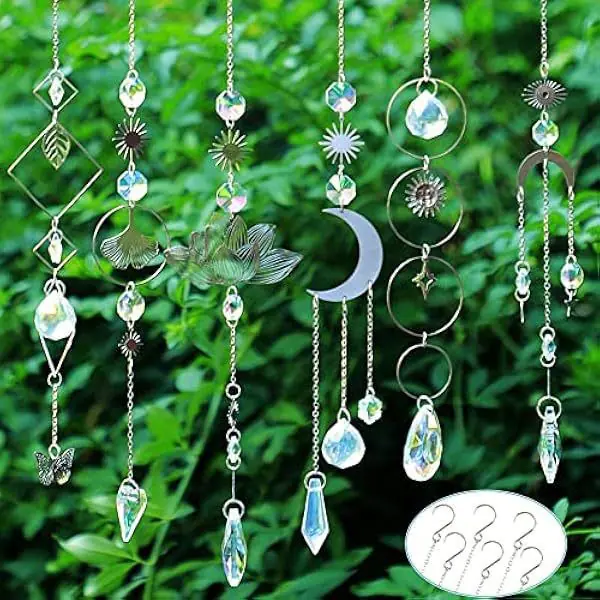 Crystal Suncatcher Moon Star Rainbow Sun Catcher Wind Chime Pendant Sun Catcher Pendants Outdoor Garden Yard Hanging Decor - 图片 4