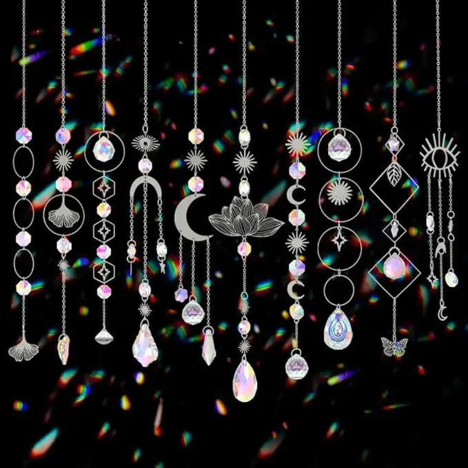 Crystal Suncatcher Moon Star Rainbow Sun Catcher Wind Chime Pendant Sun Catcher Pendants Outdoor Garden Yard Hanging Decor - 图片 5