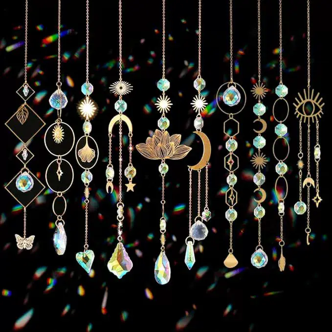 Crystal Suncatcher Moon Star Rainbow Sun Catcher Wind Chime Pendant Sun Catcher Pendants Outdoor Garden Yard Hanging Decor - 图片 6