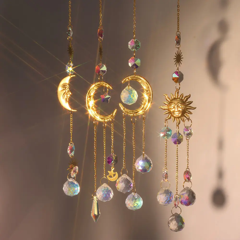 Crystal Suncatcher Moon Star Rainbow Sun Catcher Wind Chime Pendant Sun Catcher Pendants Outdoor Garden Yard Hanging Decor - 图片 7