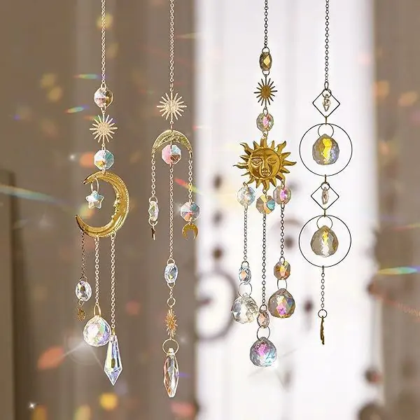 Crystal Suncatcher Moon Star Rainbow Sun Catcher Wind Chime Pendant Sun Catcher Pendants Outdoor Garden Yard Hanging Decor - 图片 8