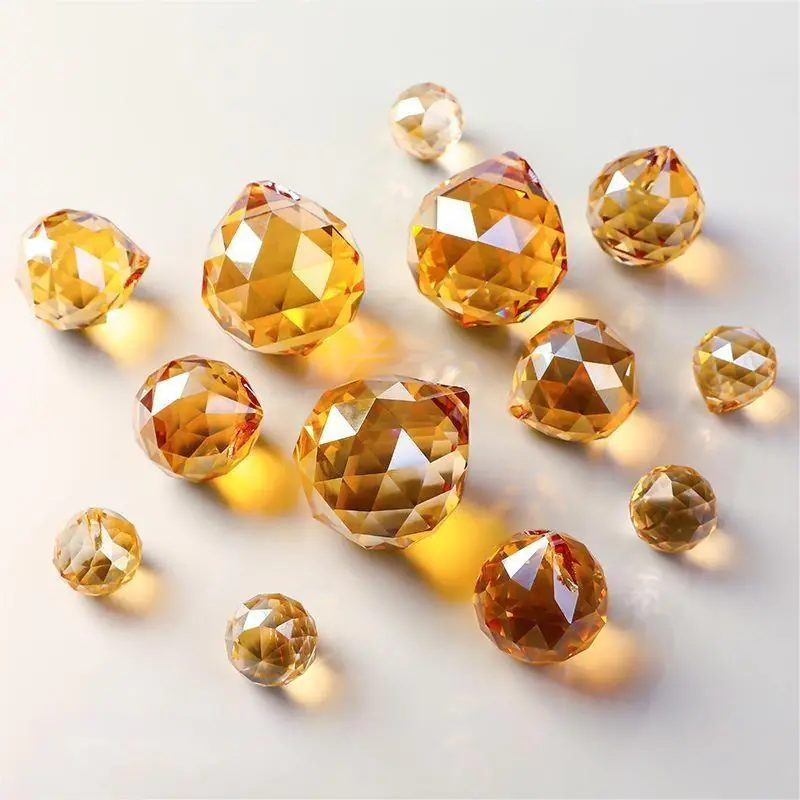 15/20/25/30/40mm Transparent Crystal Ball Sun Catcher Champagne Chandelier Parts Pendant Prism Beads Rainbow Maker Home Decor