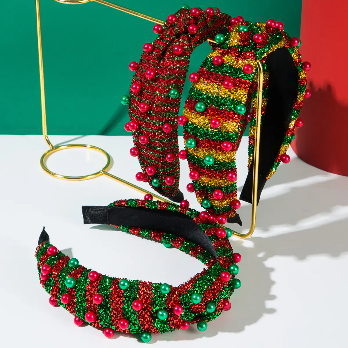 Sparkling Christmas Knotted Headband Hair Styling Tool Family Gathering Hairhoop