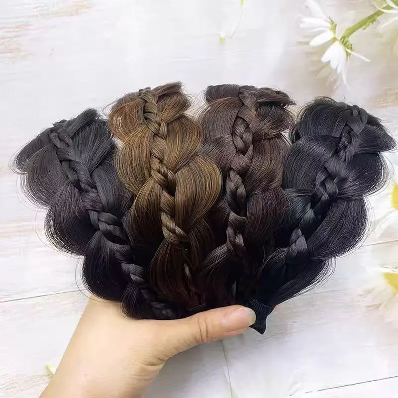 Braided Headband Wig for Women - Wide Fishtail Braid Hair Hoop | Anti-Slip Headwrap for Updos & Volumizing Hair