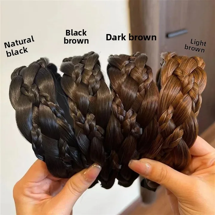 Sparkly Five-Strand Braid Hair Clip Headband | Glitter Fake Hair Bun Wrap for Women, BoHo Festival Hair Accessories