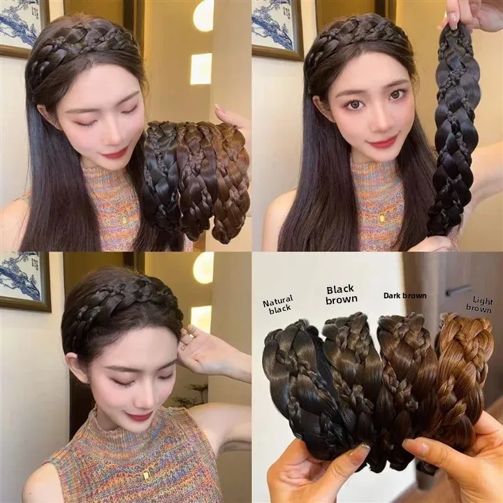 Sparkly Five-Strand Braid Hair Clip Headband | Glitter Fake Hair Bun Wrap for Women, BoHo Festival Hair Accessories - 图片 2