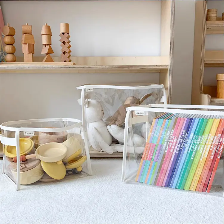 Kids Friendly Toy Storage Box Clear Visible Sturdy PVC Storage Basket Home Accessory - 图片 7
