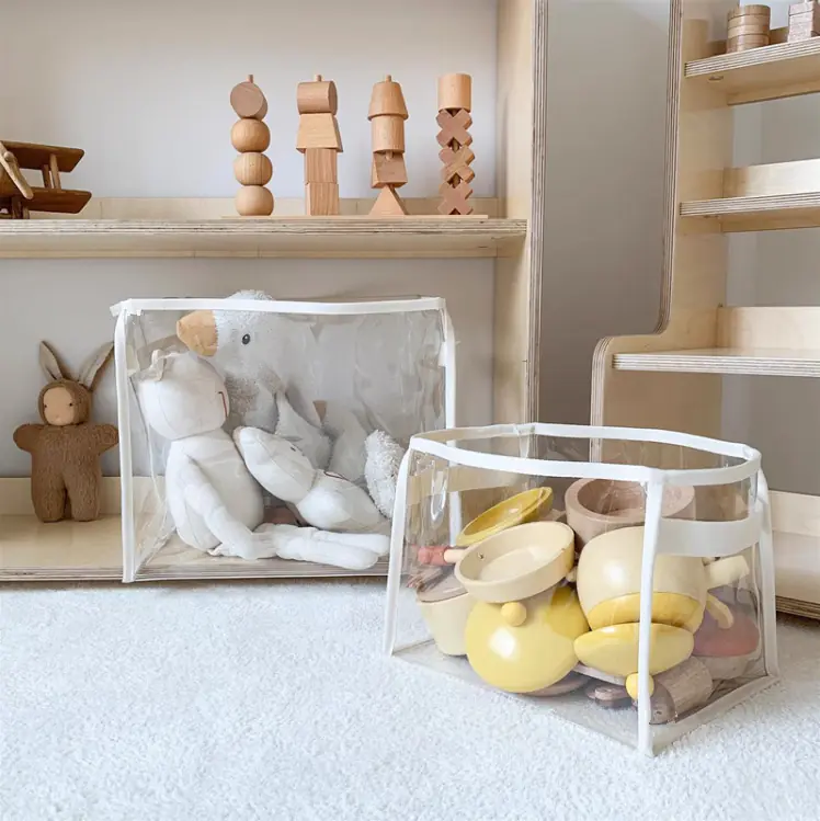 Kids Friendly Toy Storage Box Clear Visible Sturdy PVC Storage Basket Home Accessory - 图片 4
