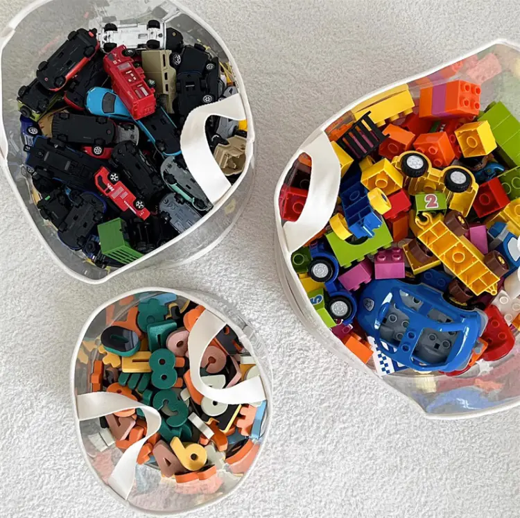 Kids Friendly Toy Storage Box Clear Visible Sturdy PVC Storage Basket Home Accessory - 图片 9