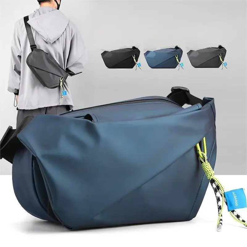 Motorcycle Style Sling Bag - Vintage Messenger Bag for Men, Waterproof Nylon Crossbody Bag for Cycling, Travel & Everyday Use