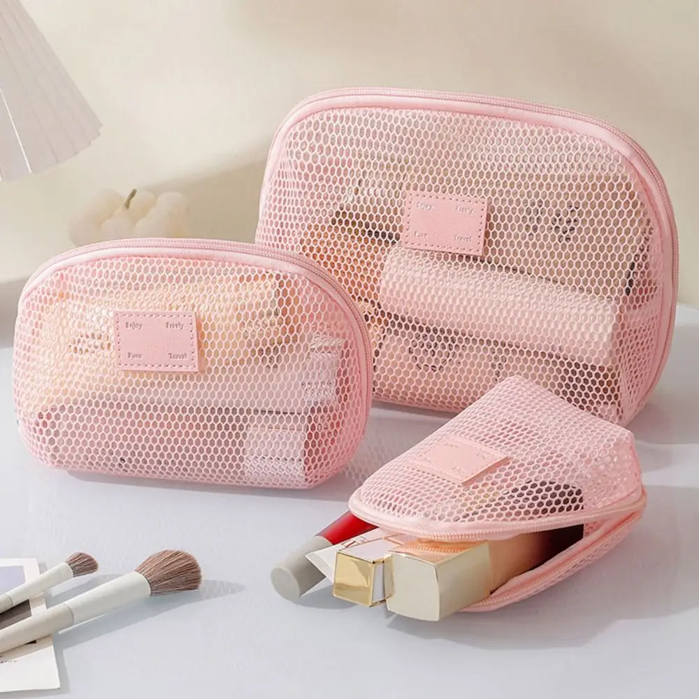 Premium See-Through Makeup Bag - Mesh Cosmetic Organizer with Zipper, Portable Travel Toiletry Pouch for Lipstick & Accessories