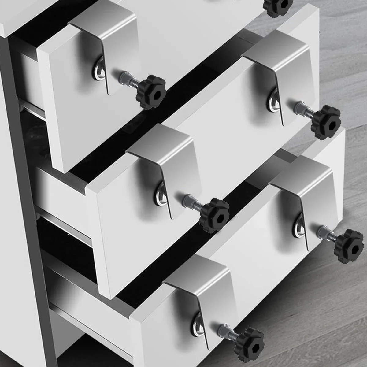 Drawer Installation Jig & Clamp Kit - U Shape Steel Tool for Fast Cabinet Drawer Front Alignment & Mounting (2PCS) - 图片 6