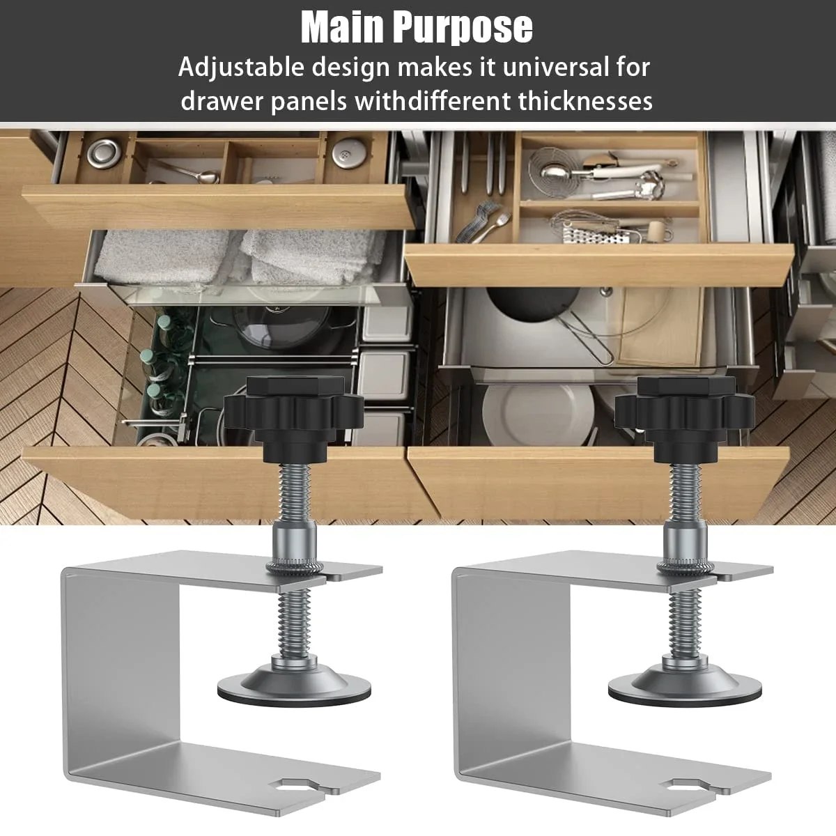 Drawer Installation Jig & Clamp Kit - U Shape Steel Tool for Fast Cabinet Drawer Front Alignment & Mounting (2PCS) - 图片 8