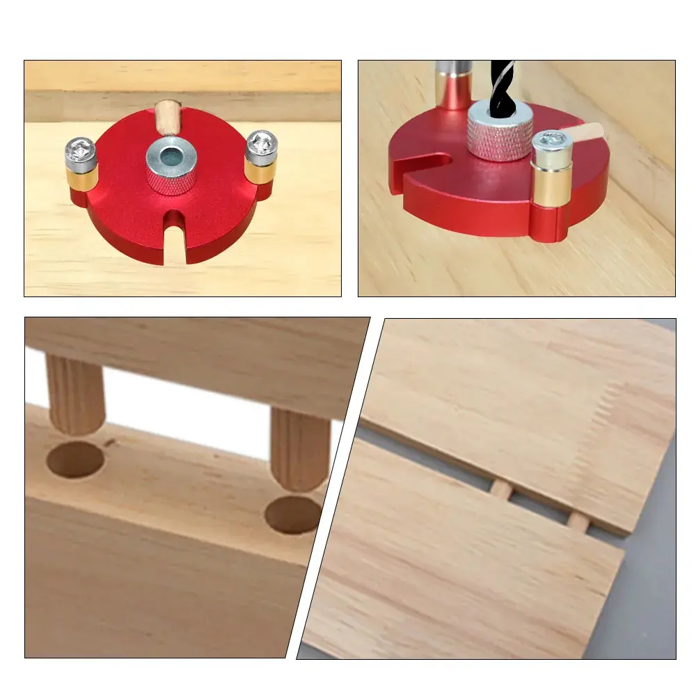 Woodworking Self-Centering Dowel Jig Kit W/ 3-10mm Steel Bushing - Aluminum Vertical Hole Jig Wood Splicing Drill Guide Locator - 图片 11