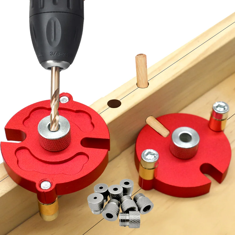Woodworking Self-Centering Dowel Jig Kit W/ 3-10mm Steel Bushing - Aluminum Vertical Hole Jig Wood Splicing Drill Guide Locator - 图片 3