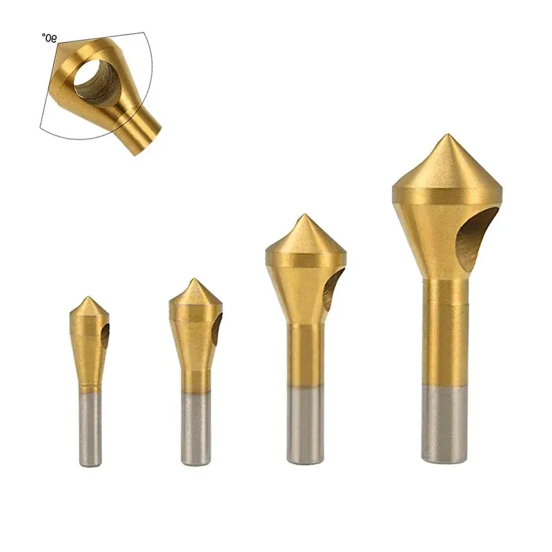 1/4pcs Set Titanium Countersink Deburring Drill Taper Hole Cutter Steel/Aluminum Countersunk Head Chamfering Tools 2-5-10-15-20 - 图片 5