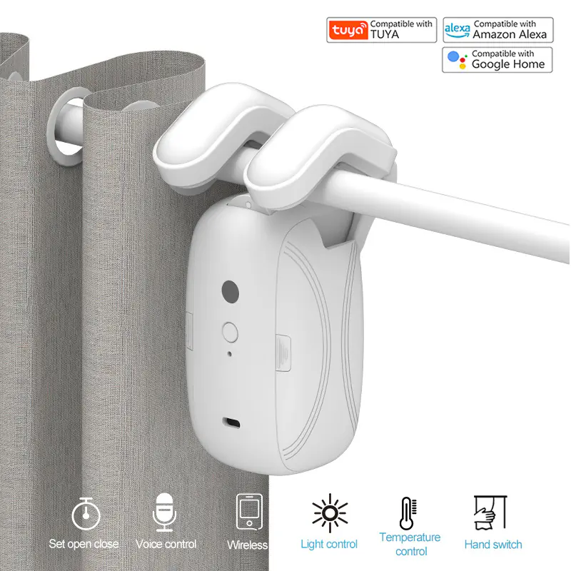 Smart WiFi Curtain Motor Opener with Gateway - APP & Voice Control for Alexa & Google Home, Automatic Opening/Closing, No Installation Needed (1/2 Pack)