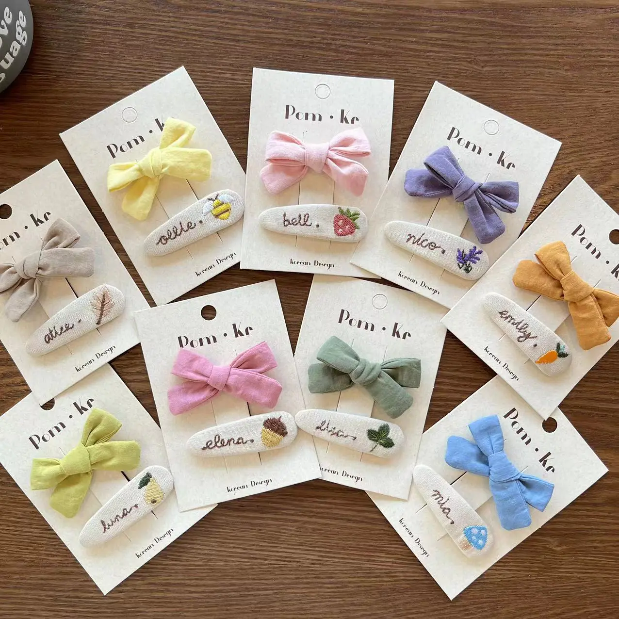 2PCS Korea Simple Cute Children Hair Pins Cartoon Fabric Floral Embroidery BB Hair Clips Girl Fashion Barrettes Hair Accessories