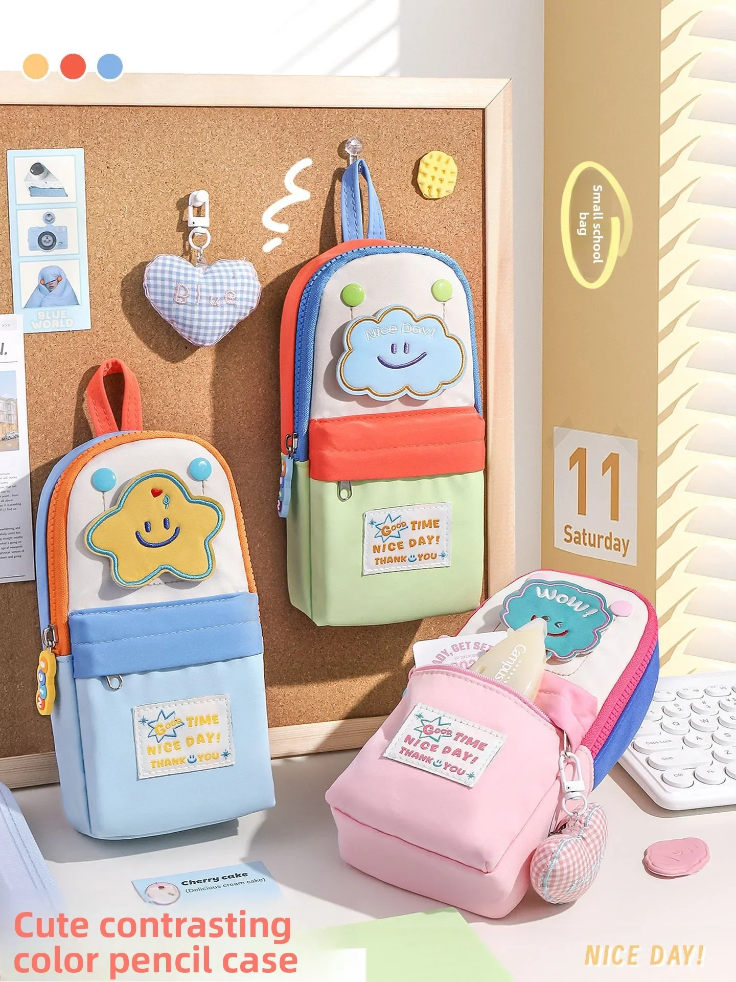 Star Theme School Pencil Case - Large Capacity Cute Stationary Organizer for Girls Boys, Kawaii Bookbag Essential for Students  Stationary
