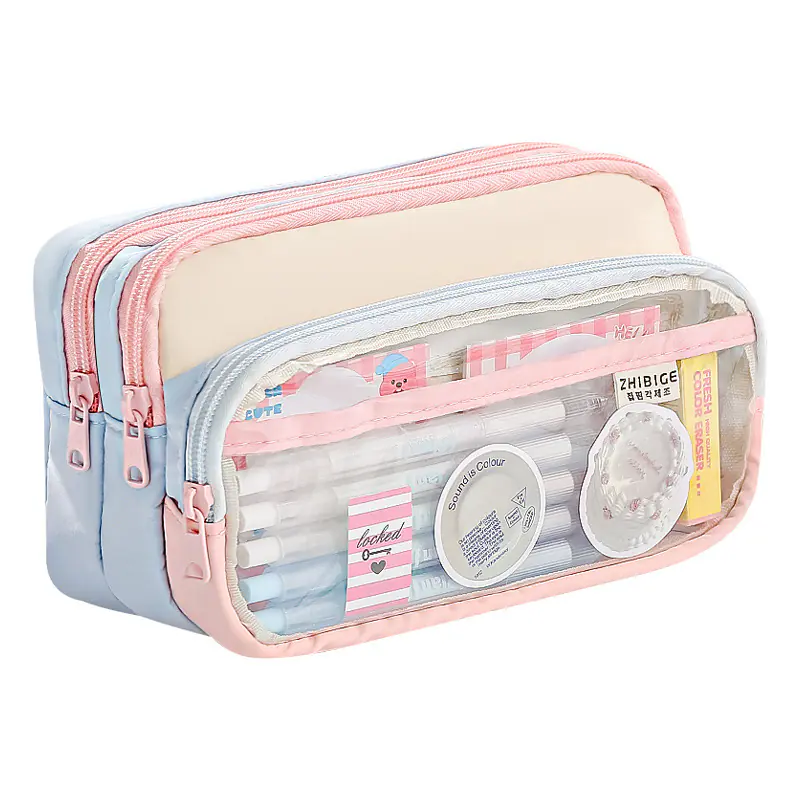 New Large Capacity Pencil Case Stationery Pen Bag Beauty Bag Portable Cosmetic Storage Bag Back to School Student Supplies