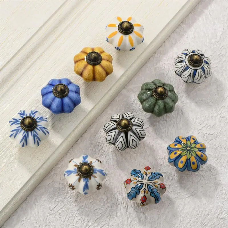 Ceramic Drawer Knob - Single Hole Cabinet Pull Handle, Colorful Round Knob for Wardrobe & Furniture