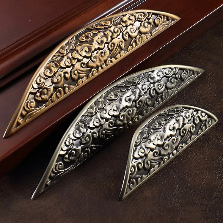 Antique Chinese Drawer Pulls Curve Cabinet Door Handles Kitchen Cupboard Pulls and Knobs Drawer Decoration Furniture Hardware