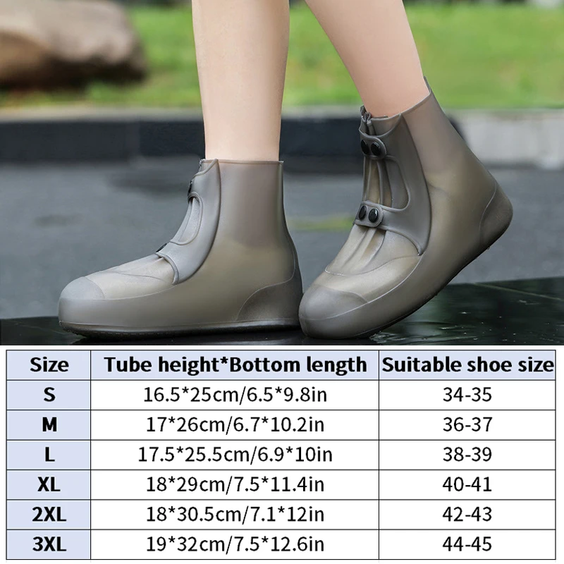 Middle Top Rain Shoe Covers Waterproof Protector Rain Boot Covers Reusable Non-slip PVC Overshoes With Buttons for Women Men - 图片 6