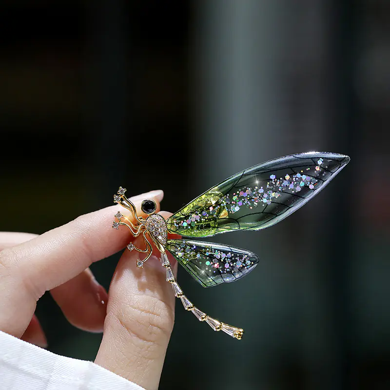 Animal Insect Brooch Pin - Acrylic Bee Dragonfly Butterfly with Transparent Wings, Fashion Jewelry Gift for Women - 图片 3