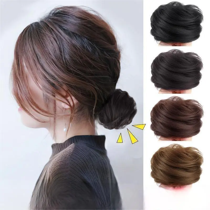 Synthetic Chignon Hair Bun Messy Curly Straight Scrunchies Updo Hair Bands Elastic Band Donut Roller Hair Bun for Women