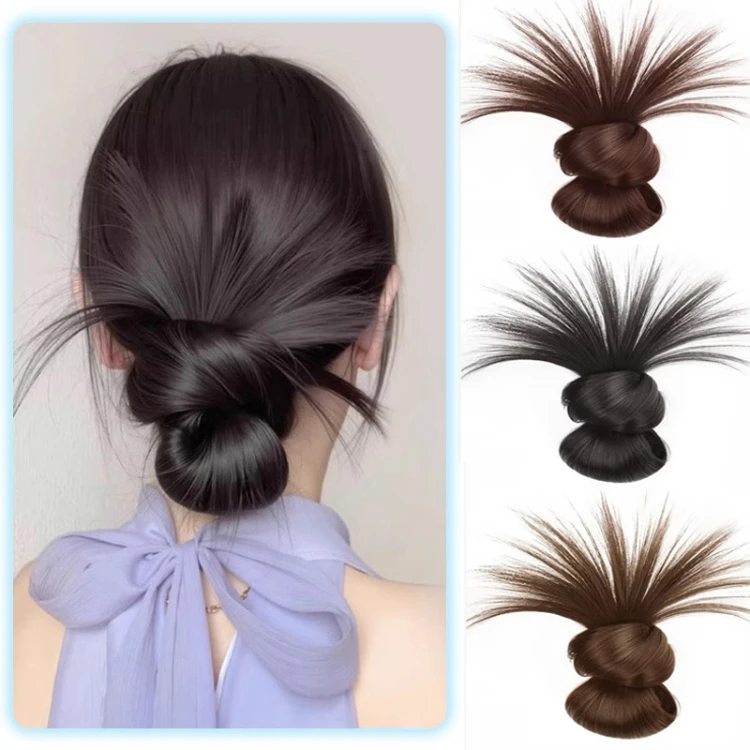 Synthetic Half-tie Hair Claw Feather Shuttlecock Head Lazy Meatball Head Crab Clip Wig Accessories Hair Styling Tools