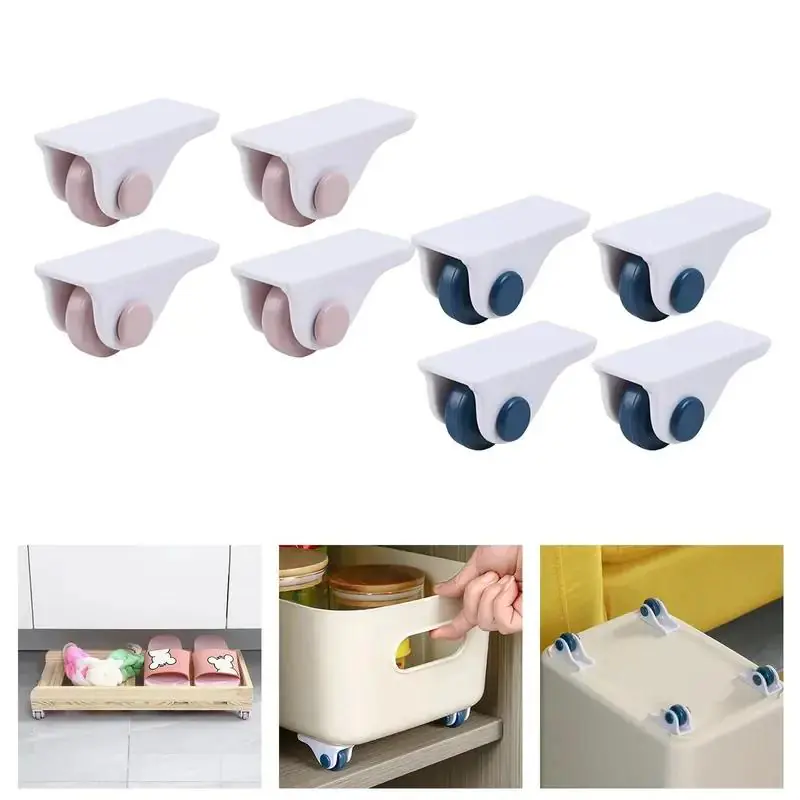 4pcs Storage Box Roller Wheels For Furniture Household Directional Pulley Self-adhesive Wearable Storage Box Bottom Caster